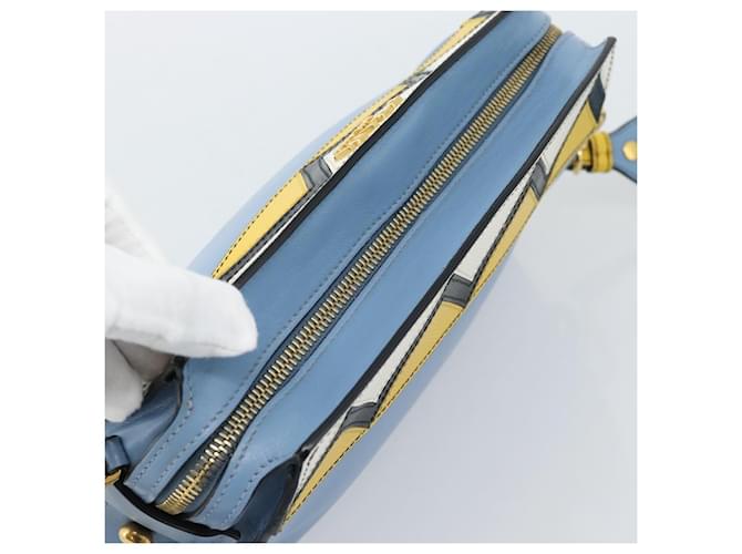 PRADA Shoulder Bag Leather Light Blue Gold - vista 6