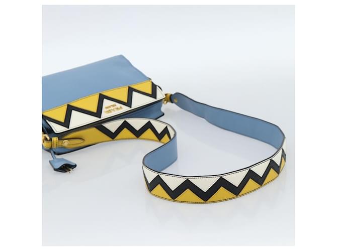 PRADA Shoulder Bag Leather Light Blue Gold - vista 7