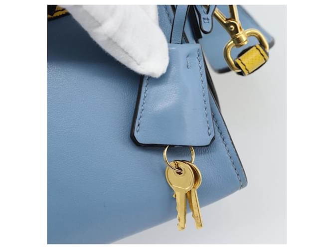 PRADA Shoulder Bag Leather Light Blue Gold - vista 8