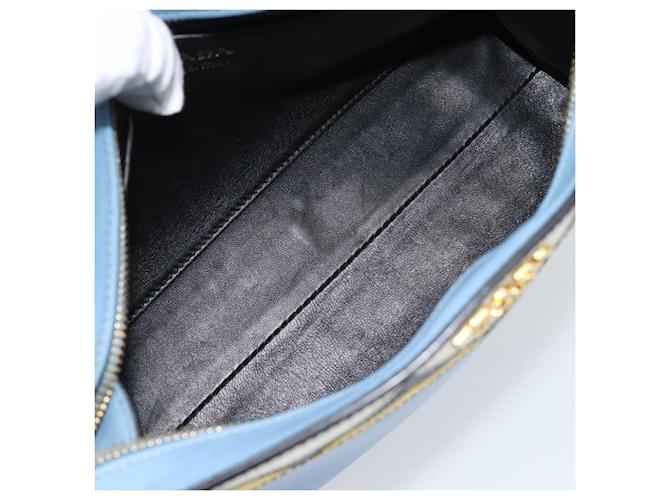 PRADA Shoulder Bag Leather Light Blue Gold - vista 9