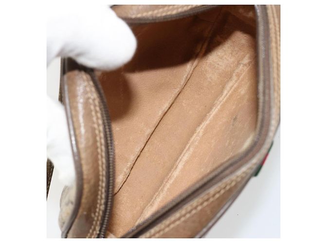 GUCCI GG Supreme Web Sherry Line Bag PVC Beige Gold 89 02 066 - vista 11