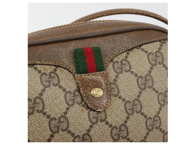 GUCCI GG Supreme Web Sherry Line Bag PVC Beige Gold 89 02 066 - vista 17