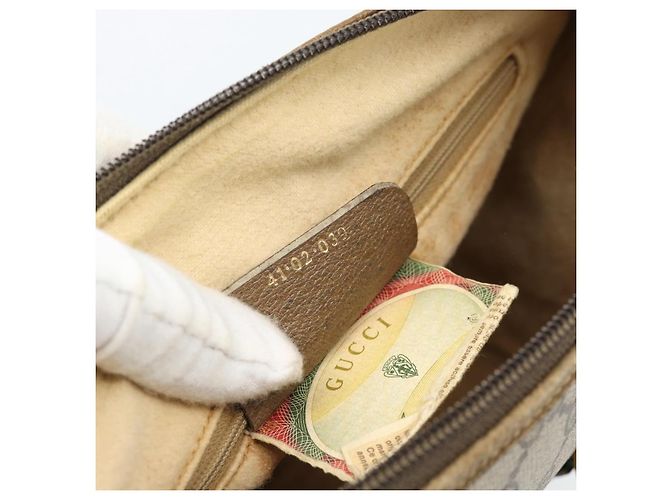 GUCCI GG Supreme Web Sherry Line Bag PVC 2way Beige Gold 41 02 039 - vista 12
