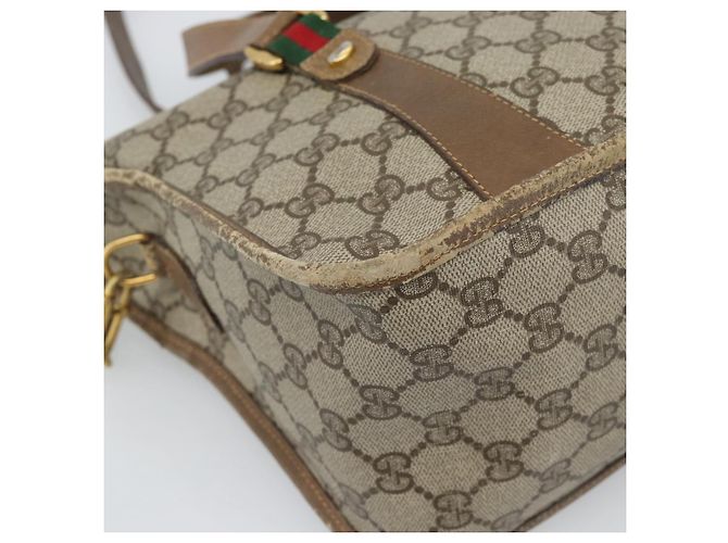 GUCCI GG Supreme Web Sherry Line Bag PVC 2way Beige Gold 41 02 039 - vista 15