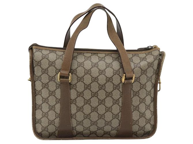 GUCCI GG Supreme Web Sherry Line Bag PVC 2way Beige Gold 41 02 039 - vista 2