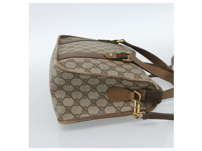 GUCCI GG Supreme Web Sherry Line Bag PVC 2way Beige Gold 41 02 039 - vista 4