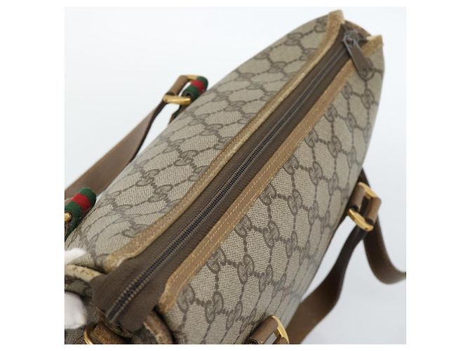 GUCCI GG Supreme Web Sherry Line Bag PVC 2way Beige Gold 41 02 039 - vista 6