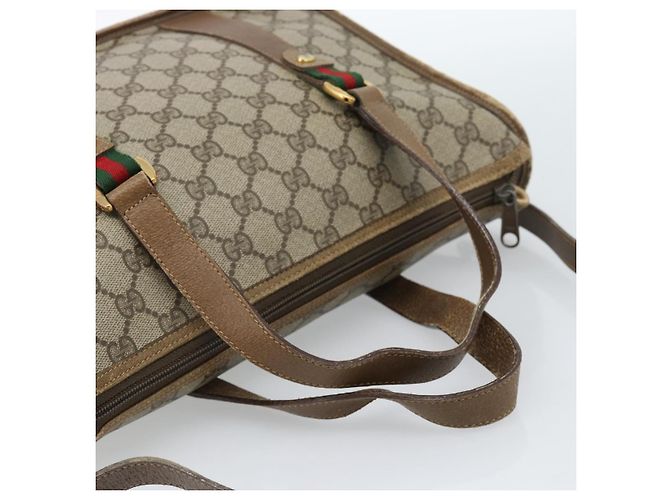 GUCCI GG Supreme Web Sherry Line Bag PVC 2way Beige Gold 41 02 039 - vista 7