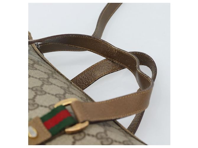 GUCCI GG Supreme Web Sherry Line Bag PVC 2way Beige Gold 41 02 039 - vista 8