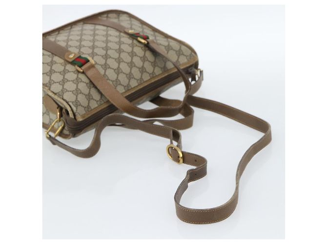 GUCCI GG Supreme Web Sherry Line Bag PVC 2way Beige Gold 41 02 039 - vista 9