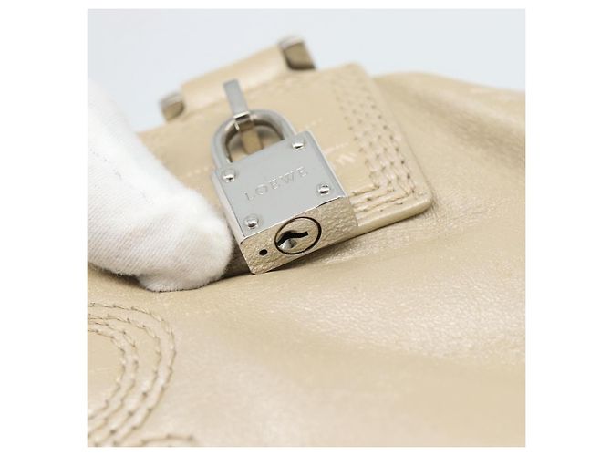 LOEWE Anagram Hand Bag Leather Beige Silver - vista 10