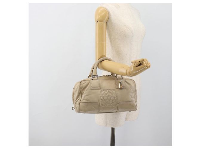 LOEWE Anagram Hand Bag Leather Beige Silver - vista 23