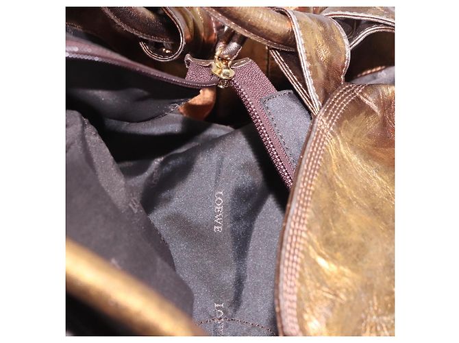 LOEWE Anagram Hand Bag Leather Bronze Gold - vista 18