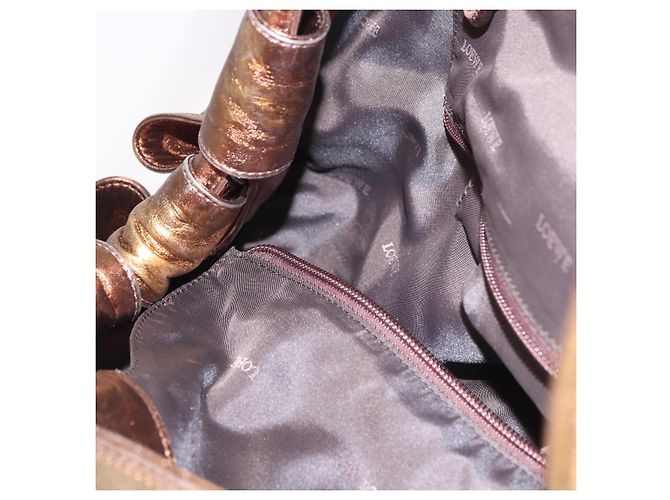LOEWE Anagram Hand Bag Leather Bronze Gold - vista 19
