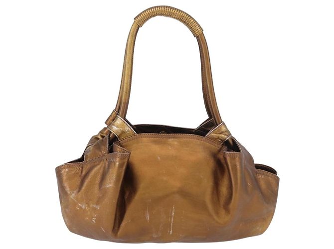LOEWE Anagram Hand Bag Leather Bronze Gold - vista 2