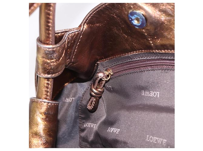 LOEWE Anagram Hand Bag Leather Bronze Gold - vista 20