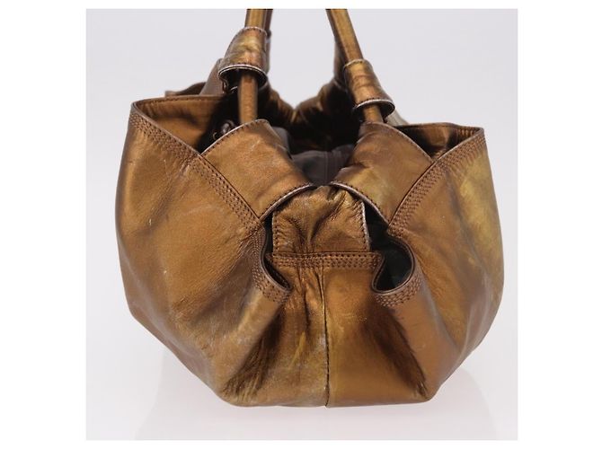 LOEWE Anagram Hand Bag Leather Bronze Gold - vista 4