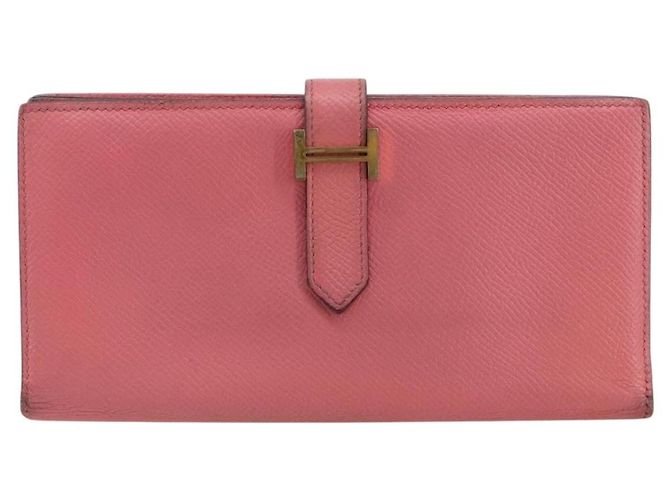Hermès HERMES Bearn Soufflet Wallet Leather Pink - vista 13