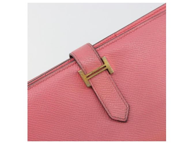 Hermès HERMES Bearn Soufflet Wallet Leather Pink - vista 17