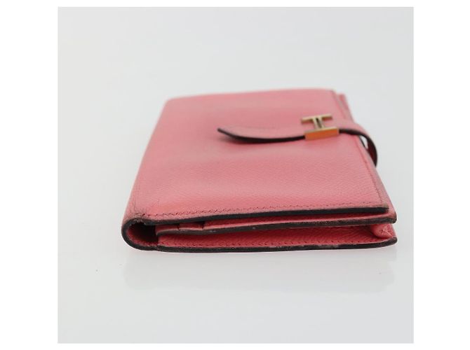 Hermès HERMES Bearn Soufflet Wallet Leather Pink - vista 3