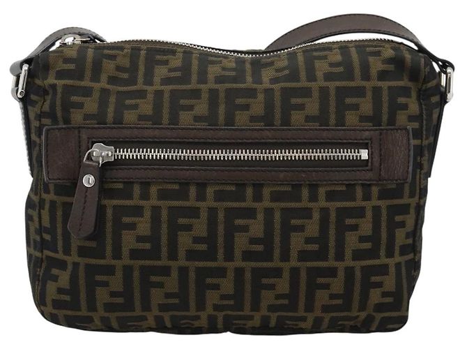 FENDI Zucca Canvas Shoulder Bag Black Brown - vista 13