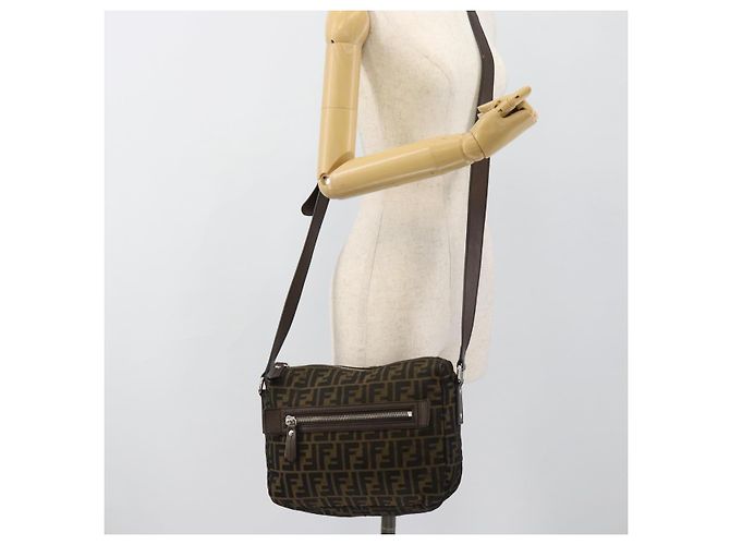 FENDI Zucca Canvas Shoulder Bag Black Brown - vista 21