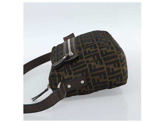 FENDI Zucca Canvas Shoulder Bag Black Brown - vista 3