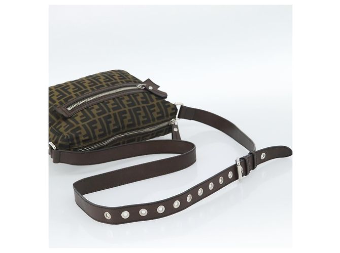 FENDI Zucca Canvas Shoulder Bag Black Brown - vista 7