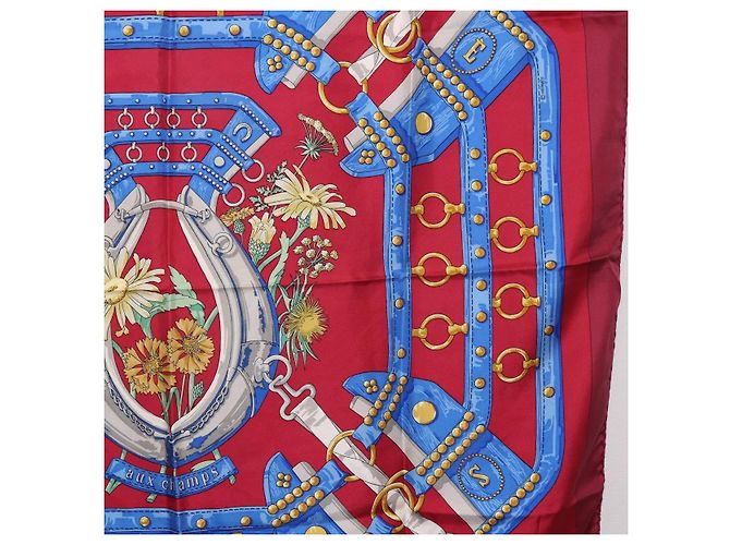 Hermès HERMES Carre 90 Scarf  aux champs  Silk Red - vista 7