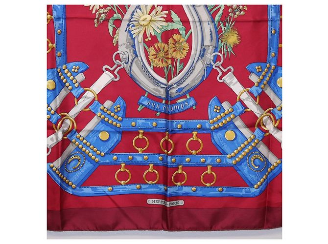 Hermès HERMES Carre 90 Scarf  aux champs  Silk Red - vista 9