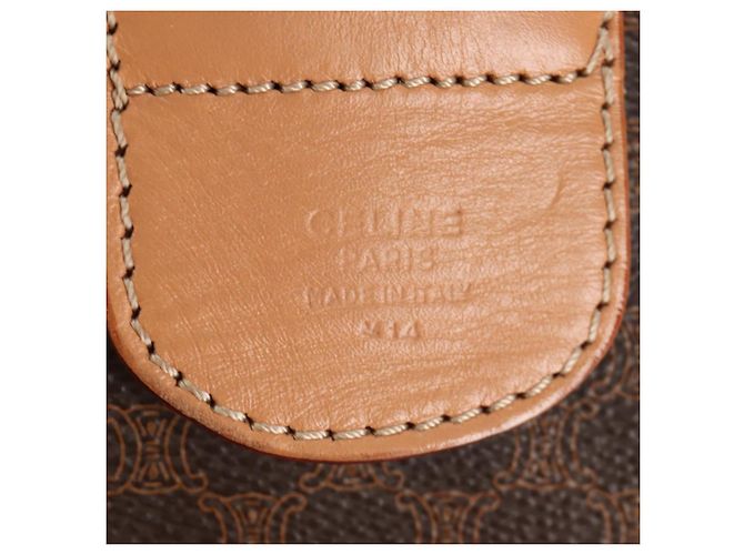 Céline CELINE Macadam Canvas Boston Bag PVC Leather Brown Gold - vista 12