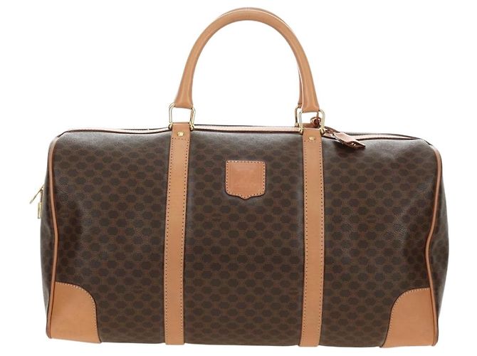 Céline CELINE Macadam Canvas Boston Bag PVC Leather Brown Gold - vista 13