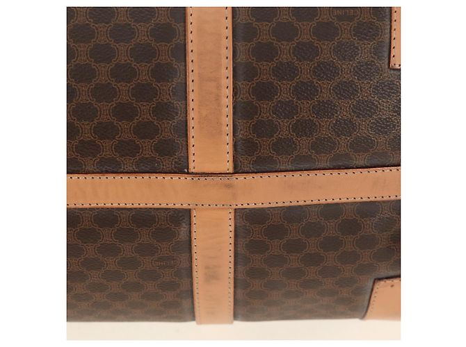 Céline CELINE Macadam Canvas Boston Bag PVC Leather Brown Gold - vista 14