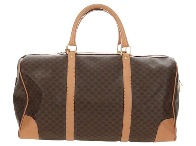 Céline CELINE Macadam Canvas Boston Bag PVC Leather Brown Gold - vista 2