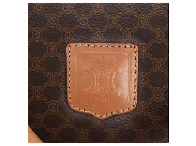 Céline CELINE Macadam Canvas Boston Bag PVC Leather Brown Gold - vista 22