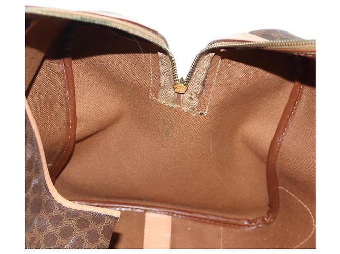 Céline CELINE Macadam Canvas Boston Bag PVC Leather Brown Gold - vista 27