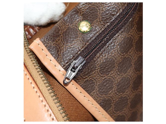 Céline CELINE Macadam Canvas Boston Bag PVC Leather Brown Gold - vista 29