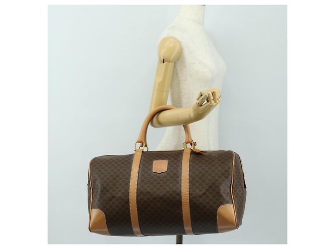 Céline CELINE Macadam Canvas Boston Bag PVC Leather Brown Gold - vista 31