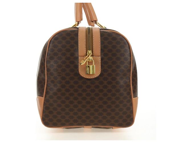 Céline CELINE Macadam Canvas Boston Bag PVC Leather Brown Gold - vista 4