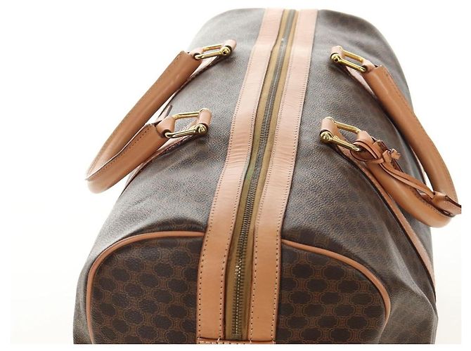 Céline CELINE Macadam Canvas Boston Bag PVC Leather Brown Gold - vista 7