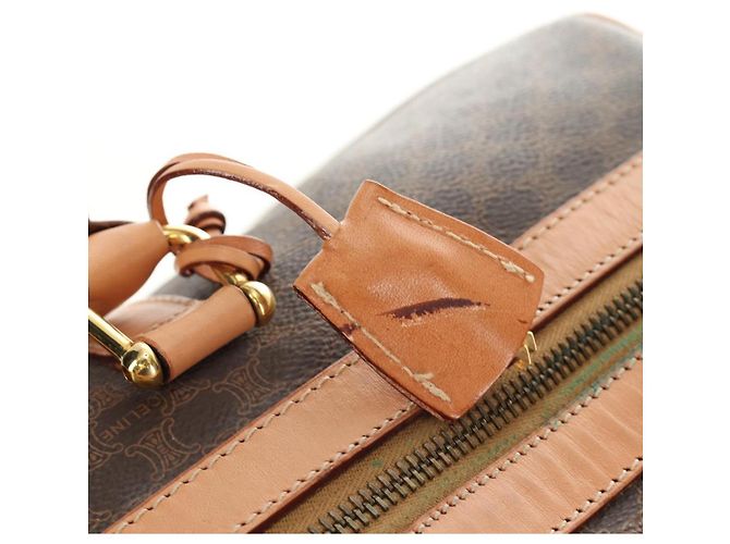 Céline CELINE Macadam Canvas Boston Bag PVC Leather Brown Gold - vista 9