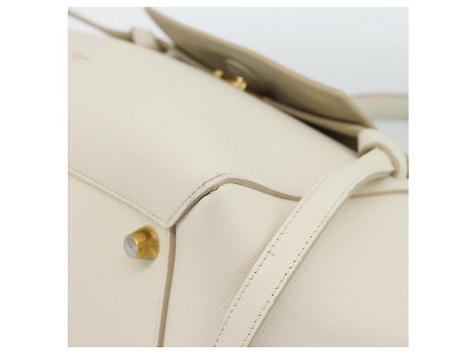 Céline CELINE Micro Belt Hand Bag Leather White Gold - vista 11