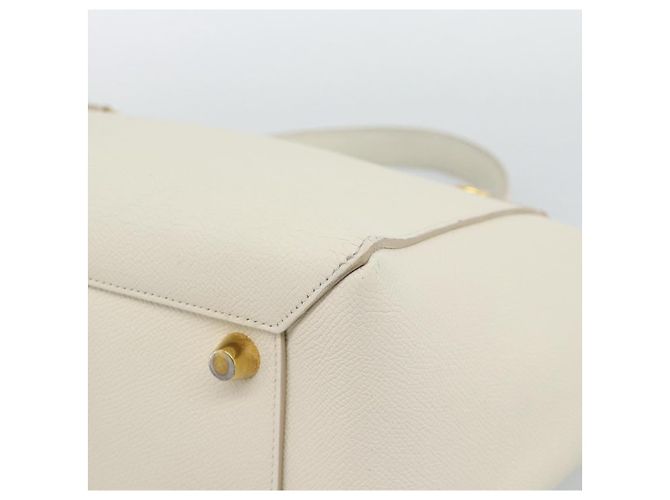 Céline CELINE Micro Belt Hand Bag Leather White Gold - vista 13