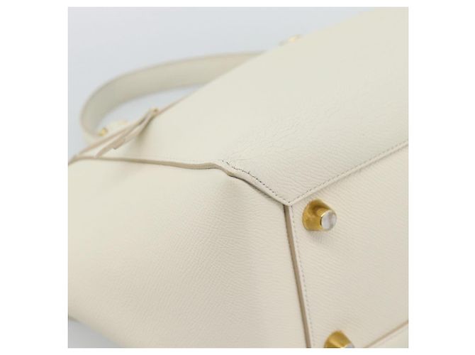 Céline CELINE Micro Belt Hand Bag Leather White Gold - vista 14