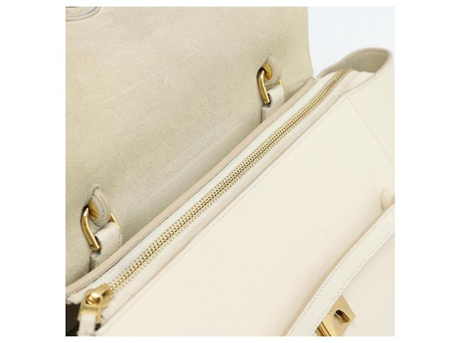 Céline CELINE Micro Belt Hand Bag Leather White Gold - vista 17
