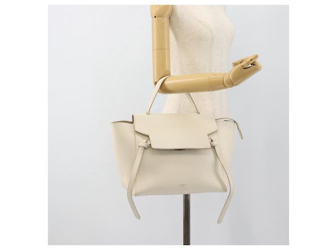 Céline CELINE Micro Belt Hand Bag Leather White Gold - vista 28