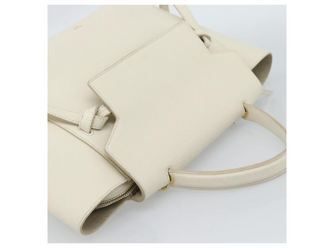 Céline CELINE Micro Belt Hand Bag Leather White Gold - vista 7