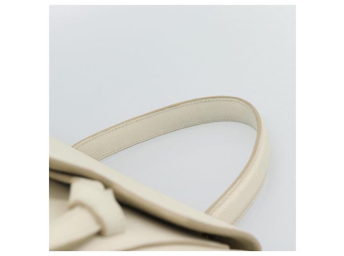 Céline CELINE Micro Belt Hand Bag Leather White Gold - vista 9
