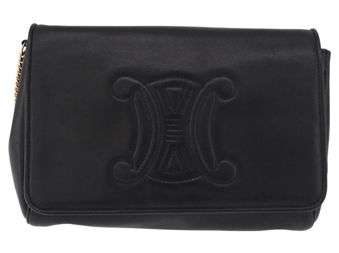 Céline CELINE Chain Shoulder Bag Leather Black Gold - vista 2