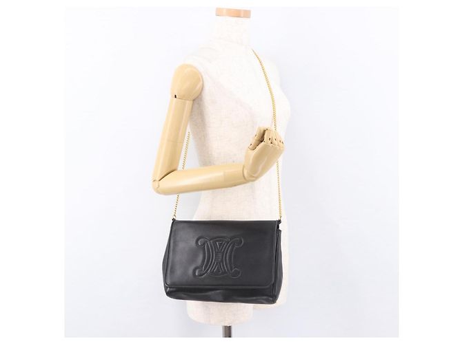 Céline CELINE Chain Shoulder Bag Leather Black Gold - vista 23